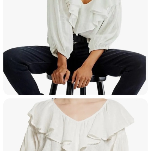 NWT Free People Zuri Blouse in Ivory. Size XS - Picture 9 of 11